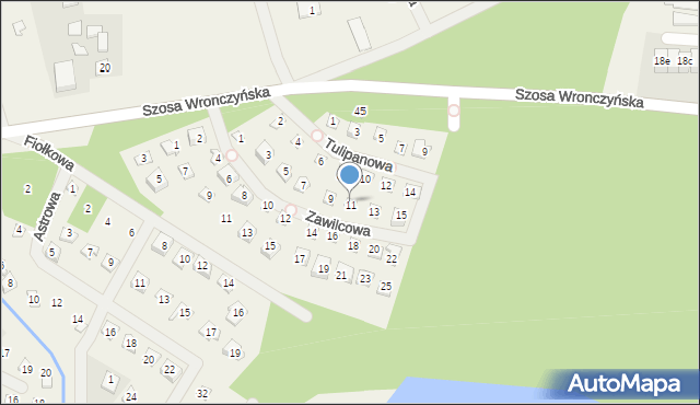 Stęszewko, Zawilcowa, 11, mapa Stęszewko