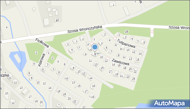 Stęszewko, Zawilcowa, 8, mapa Stęszewko