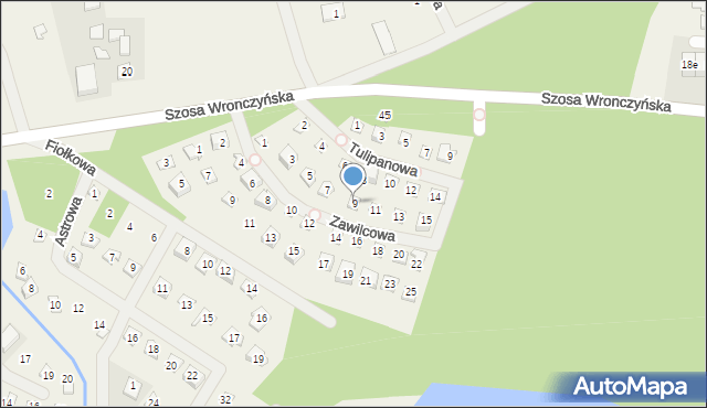 Stęszewko, Zawilcowa, 9, mapa Stęszewko