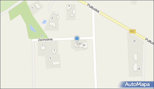 Strachówko, Zachodnia, 1, mapa Strachówko
