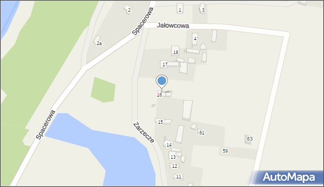Strumiany, Zarzecze, 16a, mapa Strumiany