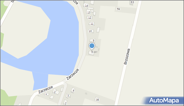 Strumiany, Zarzecze, 7, mapa Strumiany