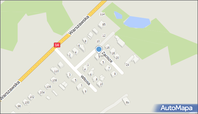 Stryków, Zacisze, 3, mapa Stryków