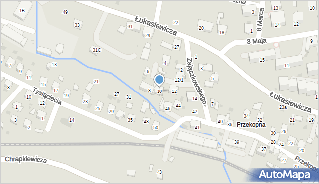 Strzyżów, Zajączkowskiego, 10, mapa Strzyżów