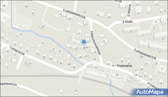 Strzyżów, Zajączkowskiego, 12, mapa Strzyżów