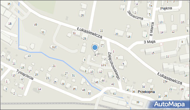 Strzyżów, Zajączkowskiego, 4, mapa Strzyżów