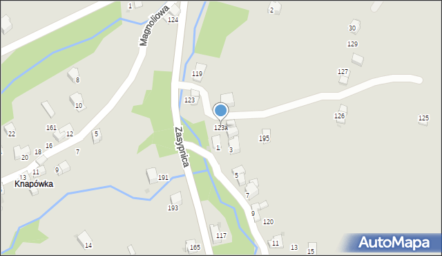Sucha Beskidzka, Zasypnica, 123a, mapa Sucha Beskidzka