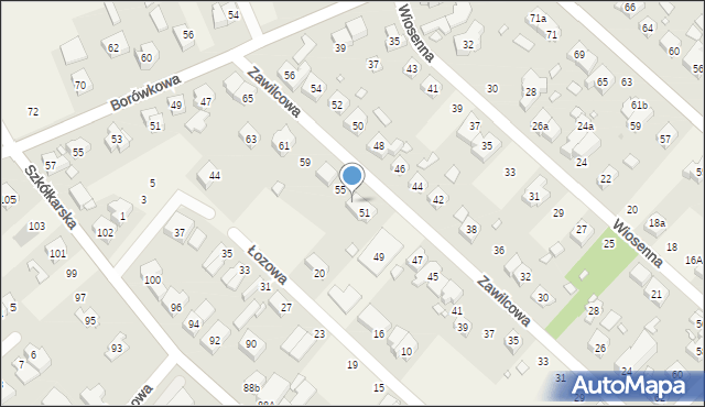 Suchy Las, Zawilcowa, 53, mapa Suchy Las