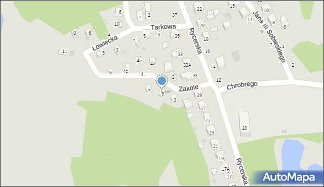 Sulejów, Zakole, 5, mapa Sulejów