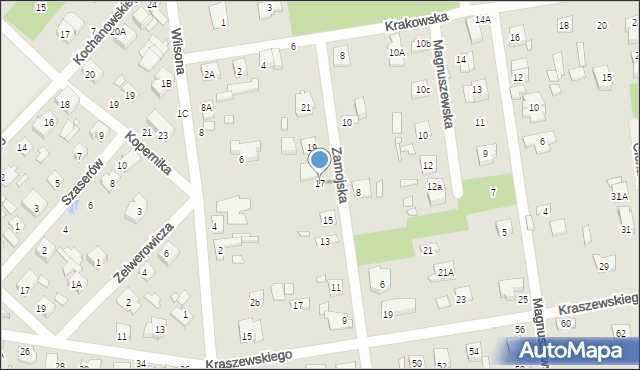 Sulejówek, Zamojska, 17, mapa Sulejówek