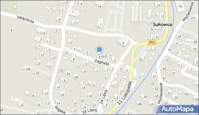 Sułkowice, Zagroda, 1, mapa Sułkowice