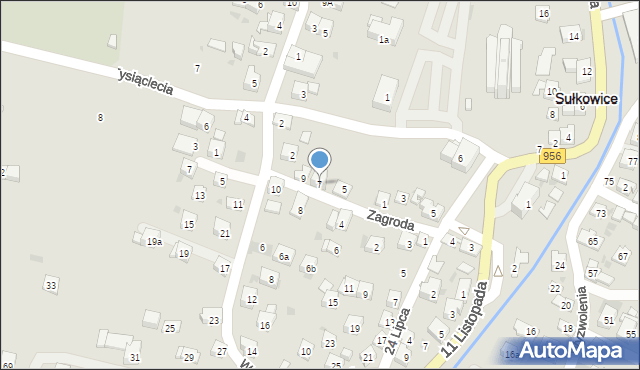 Sułkowice, Zagroda, 7, mapa Sułkowice