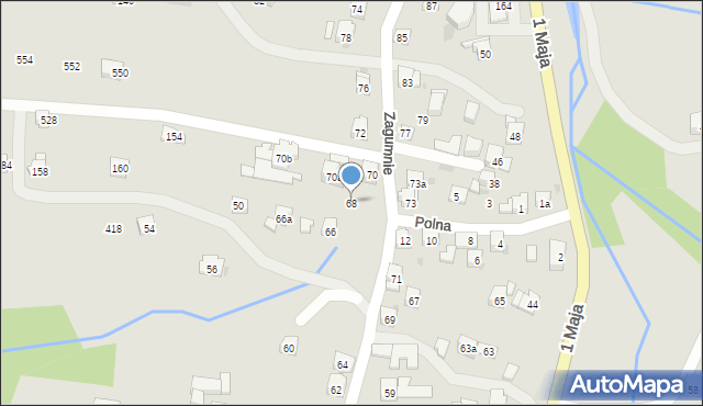 Sułkowice, Zagumnie, 68, mapa Sułkowice