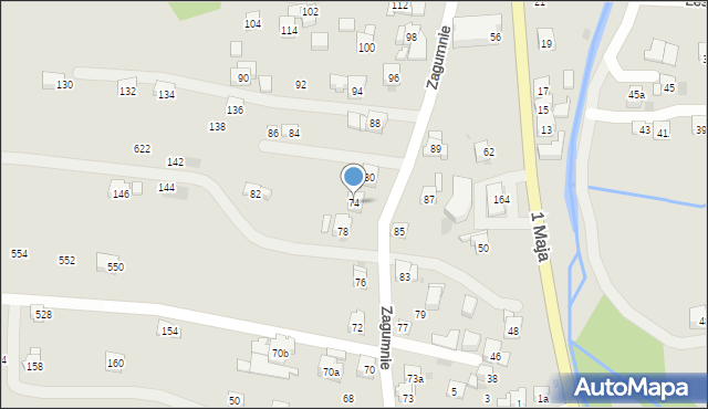 Sułkowice, Zagumnie, 74, mapa Sułkowice