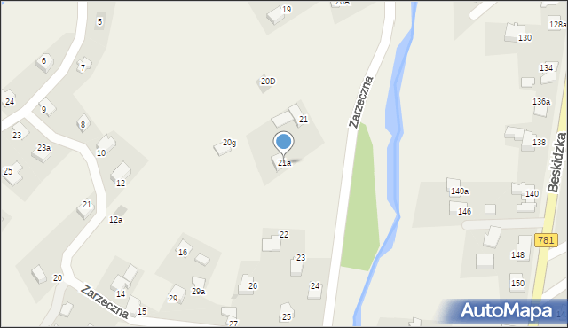 Sułkowice, Zarzeczna, 21a, mapa Sułkowice