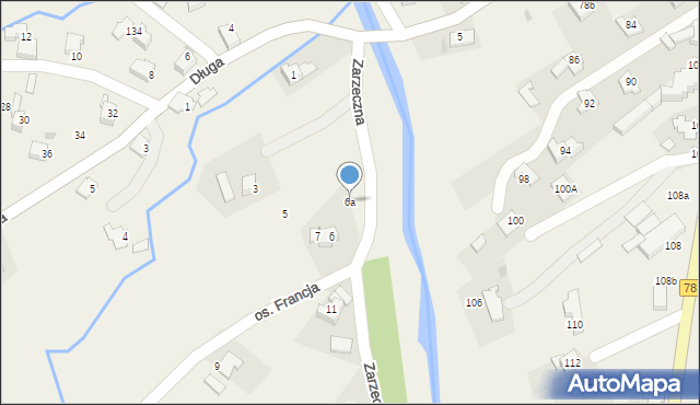 Sułkowice, Zarzeczna, 6a, mapa Sułkowice