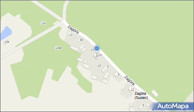 Susiec, Zagóra, 11, mapa Susiec