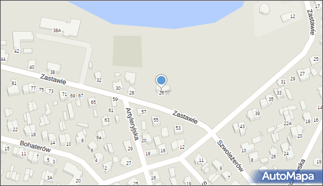 Suwałki, Zastawie, 26, mapa Suwałk