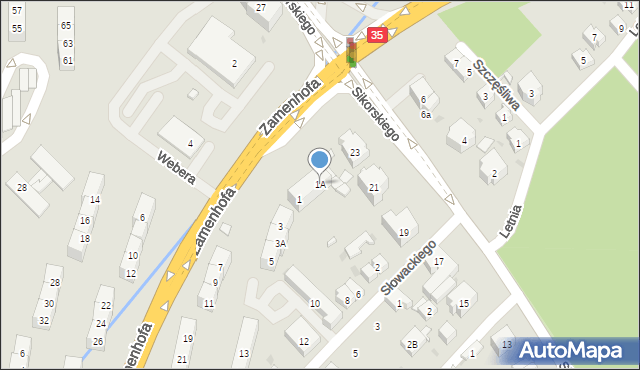 Świdnica, Zamenhofa Ludwika, dr., 1A, mapa Świdnicy