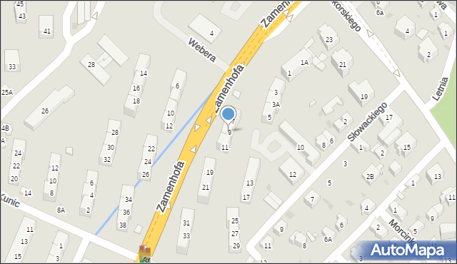 Świdnica, Zamenhofa Ludwika, dr., 9, mapa Świdnicy