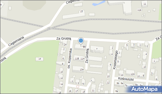 Świebodzin, Za Groblą, 9B, mapa Świebodzin