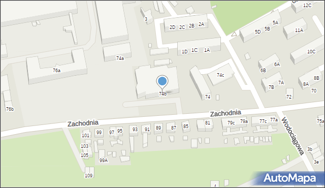 Świebodzin, Zachodnia, 74b, mapa Świebodzin