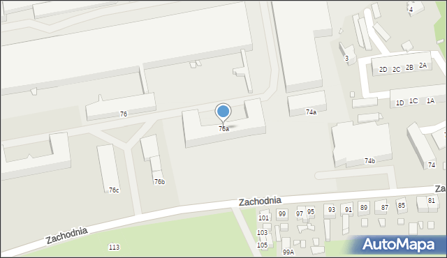 Świebodzin, Zachodnia, 76a, mapa Świebodzin