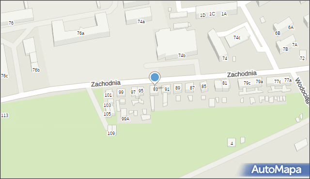 Świebodzin, Zachodnia, 93, mapa Świebodzin