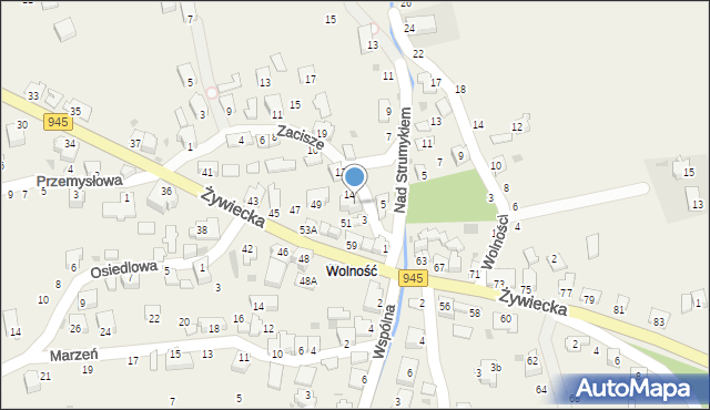 Świnna, Zacisze, 16, mapa Świnna