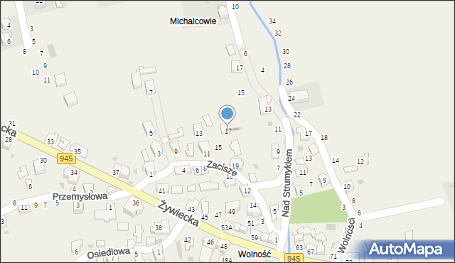 Świnna, Zacisze, 17, mapa Świnna