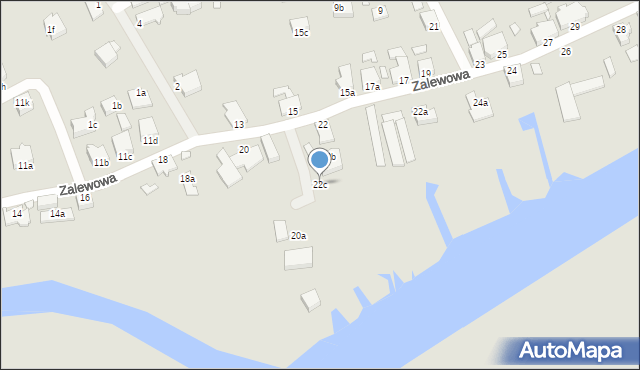 Świnoujście, Zalewowa, 22c, mapa Świnoujście