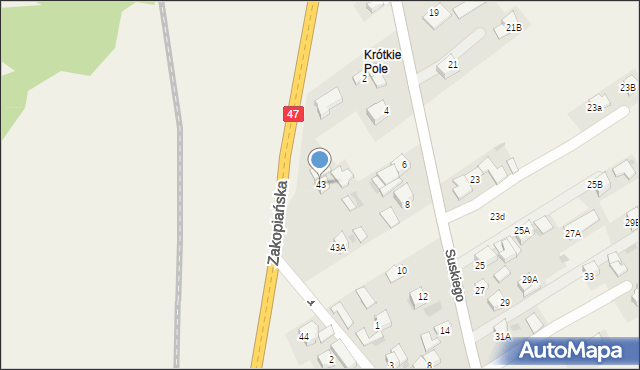 Szaflary, Zakopiańska, 43, mapa Szaflary