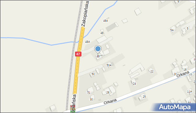 Szaflary, Zakopiańska, 49, mapa Szaflary