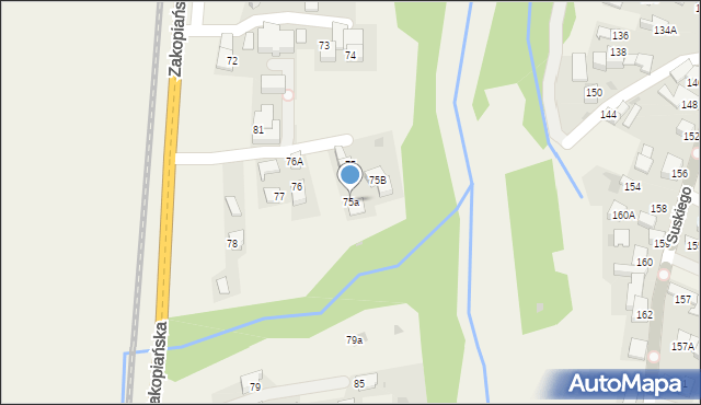 Szaflary, Zakopiańska, 75a, mapa Szaflary