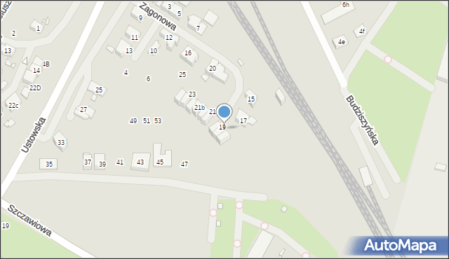 Szczecin, Zagonowa, 19a, mapa Szczecina