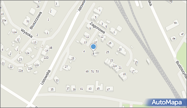 Szczecin, Zagonowa, 6, mapa Szczecina