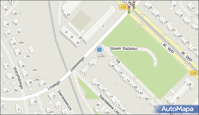 Szczecin, Zaleskiego Bohdana, 9, mapa Szczecina