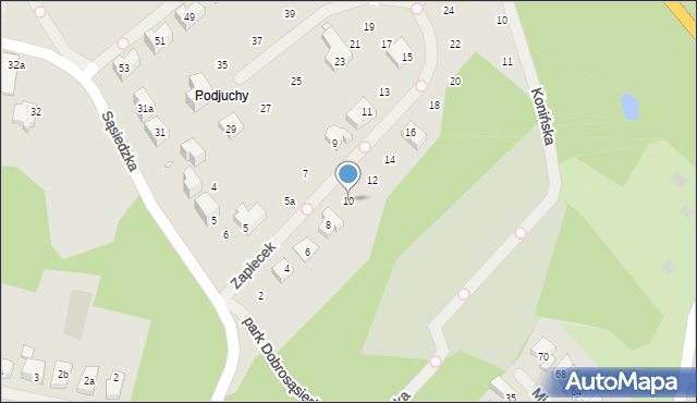 Szczecin, Zapiecek, 10, mapa Szczecina