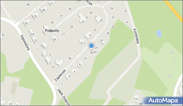 Szczecin, Zapiecek, 12, mapa Szczecina