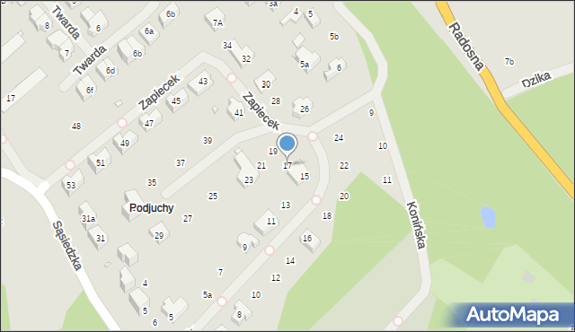 Szczecin, Zapiecek, 17, mapa Szczecina