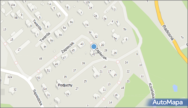 Szczecin, Zapiecek, 41, mapa Szczecina