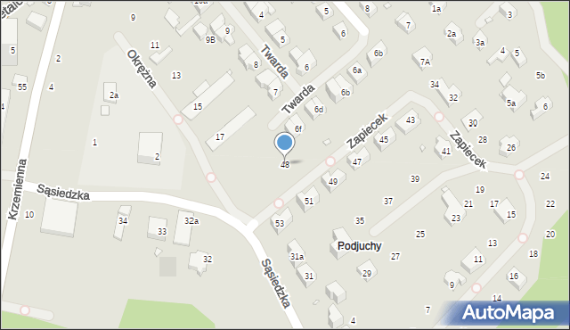 Szczecin, Zapiecek, 48, mapa Szczecina