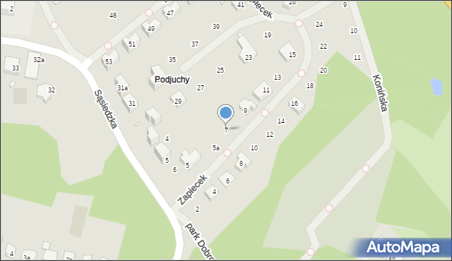 Szczecin, Zapiecek, 7, mapa Szczecina
