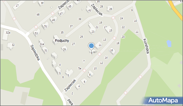 Szczecin, Zapiecek, 9, mapa Szczecina