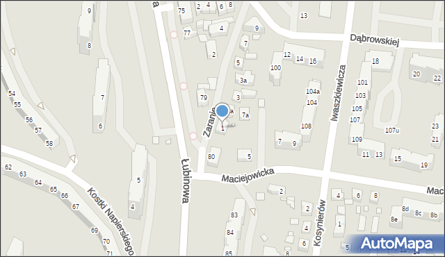 Szczecin, Zaranie, 1, mapa Szczecina