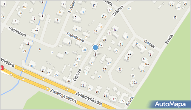 Szczecin, Zajęcza, 3, mapa Szczecina