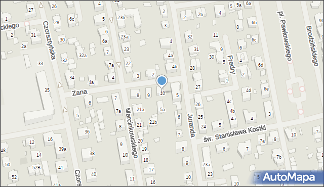 Szczecin, Zana Tomasza, 10, mapa Szczecina