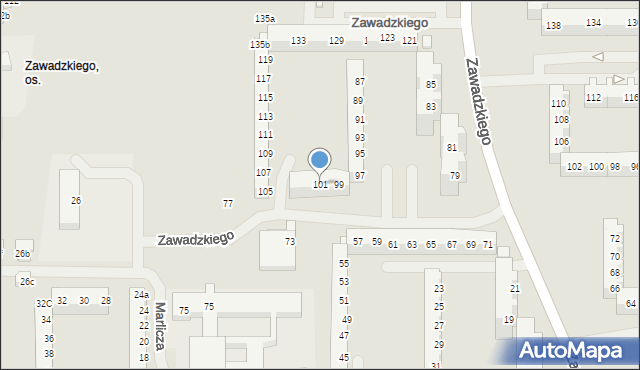 Szczecin, Zawadzkiego Tadeusza, 101, mapa Szczecina