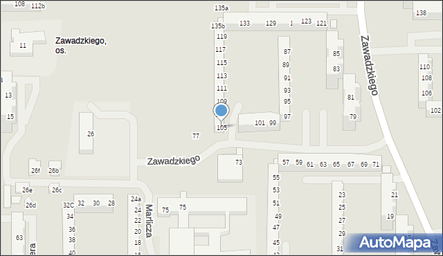 Szczecin, Zawadzkiego Tadeusza, 105, mapa Szczecina