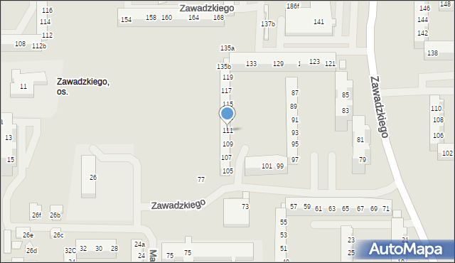 Szczecin, Zawadzkiego Tadeusza, 111, mapa Szczecina